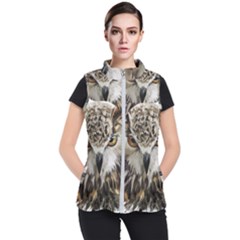 Vector Hand Painted Owl Women s Puffer Vest