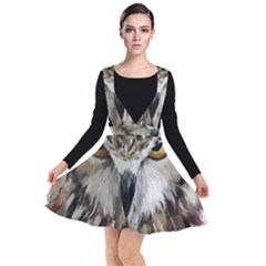 Vector Hand Painted Owl Plunge Pinafore Dress