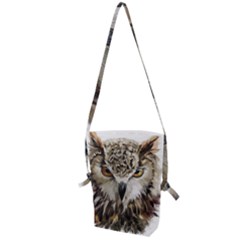 Vector Hand Painted Owl Folding Shoulder Bag