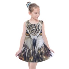 Vector Hand Painted Owl Kids  Summer Dress