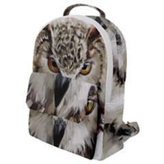 Vector Hand Painted Owl Flap Pocket Backpack (small)