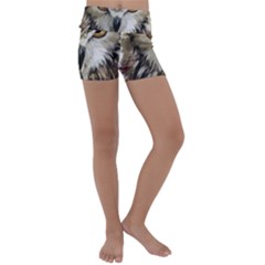 Vector Hand Painted Owl Kids  Lightweight Velour Yoga Shorts by Sudhe