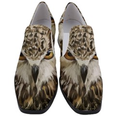 Vector Hand Painted Owl Slip On Heel Loafers