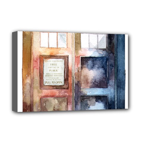 Tardis Doctor Who Transparent Deluxe Canvas 18  X 12  (stretched) by Sudhe