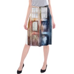 Tardis Doctor Who Transparent Midi Beach Skirt by Sudhe