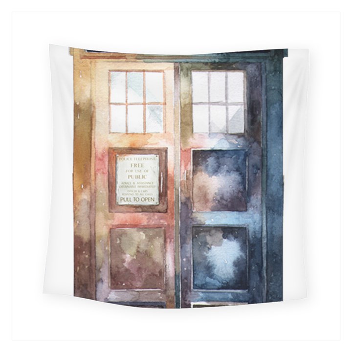 Tardis Doctor Who Transparent Square Tapestry (Small)