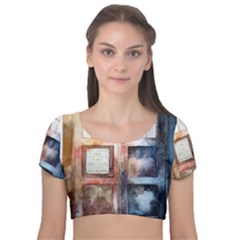 Tardis Doctor Who Transparent Velvet Short Sleeve Crop Top 