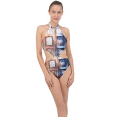 Tardis Doctor Who Transparent Halter Side Cut Swimsuit by Sudhe