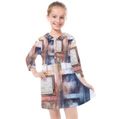 Tardis Doctor Who Transparent Kids  Quarter Sleeve Shirt Dress by Sudhe