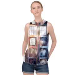 Tardis Doctor Who Transparent High Neck Satin Top