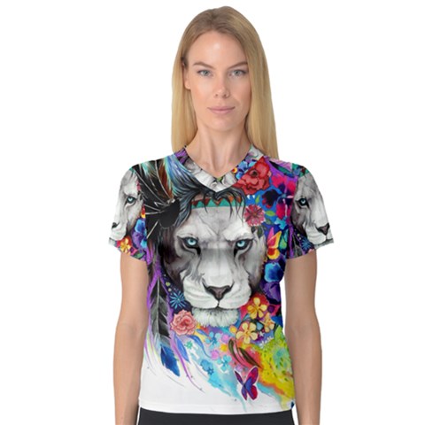 Art Drawing Poster Painting The Lion King V-neck Sport Mesh Tee by Sudhe