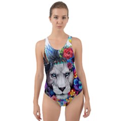 Art Drawing Poster Painting The Lion King Cut-out Back One Piece Swimsuit by Sudhe