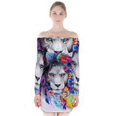 Art Drawing Poster Painting The Lion King Long Sleeve Off Shoulder Dress