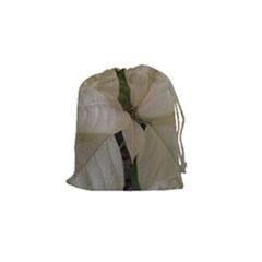 White Pointsettia Drawstring Pouch (small) by Riverwoman