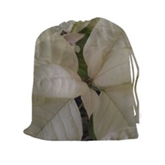 White Pointsettia Drawstring Pouch (xxl) by Riverwoman