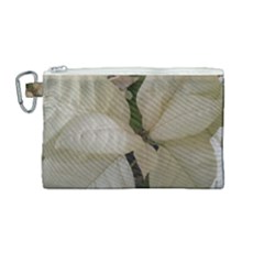 White Pointsettia Canvas Cosmetic Bag (medium) by Riverwoman