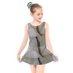 White Pointsettia Kids  Skater Dress Swimsuit