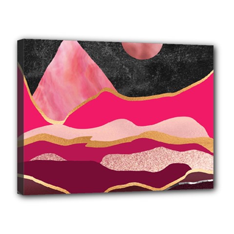 Pink And Black Abstract Mountain Landscape Canvas 16  X 12  (stretched) by charliecreates