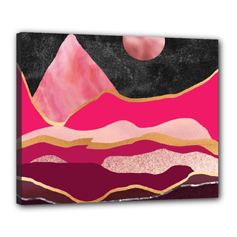 Pink And Black Abstract Mountain Landscape Canvas 20  X 16  (stretched) by charliecreates