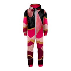 Pink And Black Abstract Mountain Landscape Hooded Jumpsuit (kids)