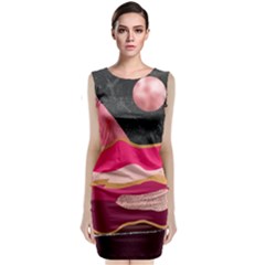 Pink And Black Abstract Mountain Landscape Classic Sleeveless Midi Dress by charliecreates