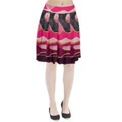 Pink And Black Abstract Mountain Landscape Pleated Skirt by charliecreates