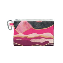 Pink And Black Abstract Mountain Landscape Canvas Cosmetic Bag (small) by charliecreates