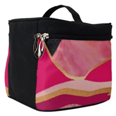 Pink And Black Abstract Mountain Landscape Make Up Travel Bag (small)