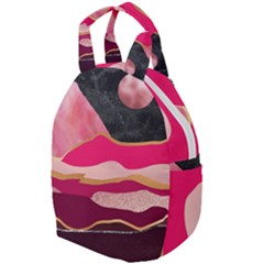 Pink And Black Abstract Mountain Landscape Travel Backpacks