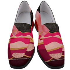 Pink And Black Abstract Mountain Landscape Women s Chunky Heel Loafers