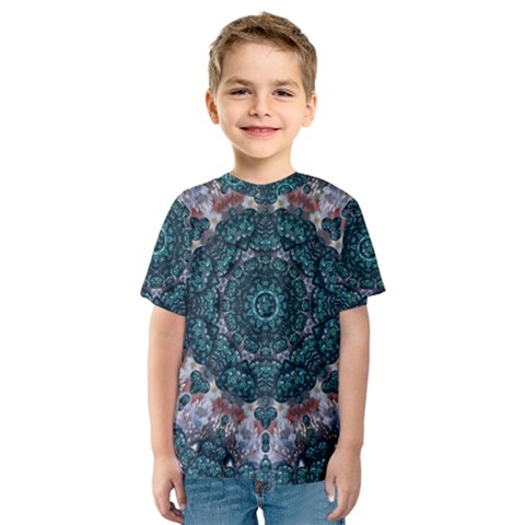 Marbels Glass And Paint Love Mandala Decorative Kids  Sport Mesh Tee by pepitasart