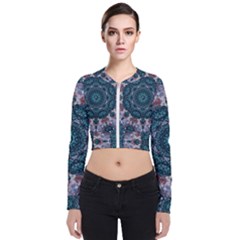 Marbels Glass And Paint Love Mandala Decorative Long Sleeve Zip Up Bomber Jacket by pepitasart