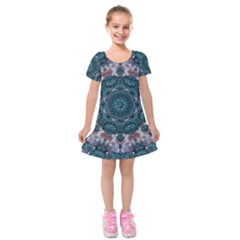 Marbels Glass And Paint Love Mandala Decorative Kids  Short Sleeve Velvet Dress by pepitasart