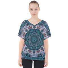 Marbels Glass And Paint Love Mandala Decorative V-neck Dolman Drape Top by pepitasart