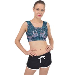 Marbels Glass And Paint Love Mandala Decorative V-back Sports Bra by pepitasart