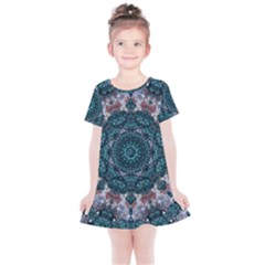 Marbels Glass And Paint Love Mandala Decorative Kids  Simple Cotton Dress by pepitasart