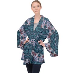 Marbels Glass And Paint Love Mandala Decorative Velvet Kimono Robe by pepitasart