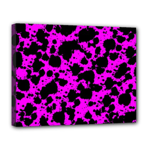 Black And Pink Leopard Style Paint Splash Funny Pattern Canvas 14  X 11  (stretched) by yoursparklingshop