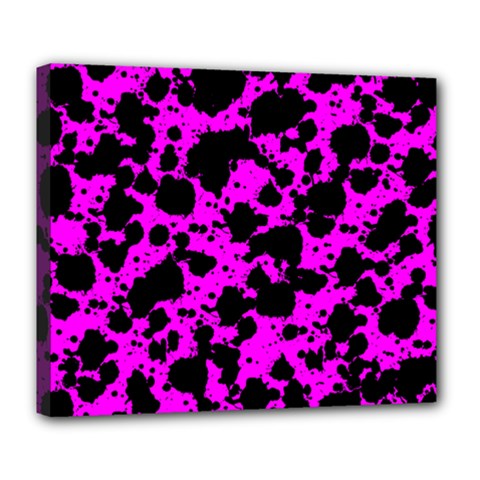 Black And Pink Leopard Style Paint Splash Funny Pattern Deluxe Canvas 24  X 20  (stretched) by yoursparklingshop