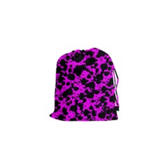 Black And Pink Leopard Style Paint Splash Funny Pattern Drawstring Pouch (xs) by yoursparklingshop