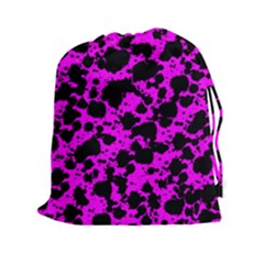 Black And Pink Leopard Style Paint Splash Funny Pattern Drawstring Pouch (xxl) by yoursparklingshop