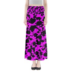 Black And Pink Leopard Style Paint Splash Funny Pattern Full Length Maxi Skirt by yoursparklingshop