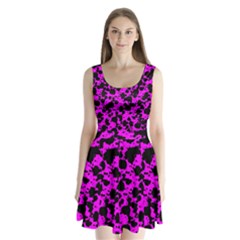 Black And Pink Leopard Style Paint Splash Funny Pattern Split Back Mini Dress  by yoursparklingshop