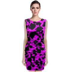 Black And Pink Leopard Style Paint Splash Funny Pattern Sleeveless Velvet Midi Dress by yoursparklingshop