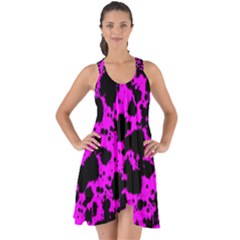 Black And Pink Leopard Style Paint Splash Funny Pattern Show Some Back Chiffon Dress by yoursparklingshop