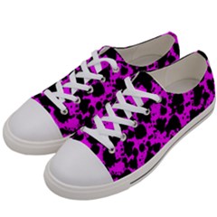 Black And Pink Leopard Style Paint Splash Funny Pattern Women s Low Top Canvas Sneakers by yoursparklingshop