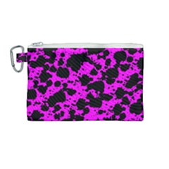 Black And Pink Leopard Style Paint Splash Funny Pattern Canvas Cosmetic Bag (medium) by yoursparklingshop