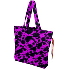 Black And Pink Leopard Style Paint Splash Funny Pattern Drawstring Tote Bag