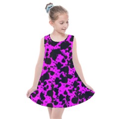 Black And Pink Leopard Style Paint Splash Funny Pattern Kids  Summer Dress