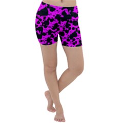 Black And Pink Leopard Style Paint Splash Funny Pattern Lightweight Velour Yoga Shorts